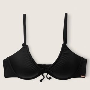 NWT Victorias Secret PINK Runched Push Up Bikini Top Black
